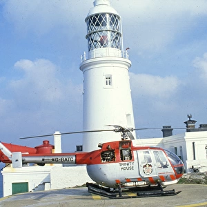 Round Island Lighthouse, Isles of Scilly, Service Helicopter