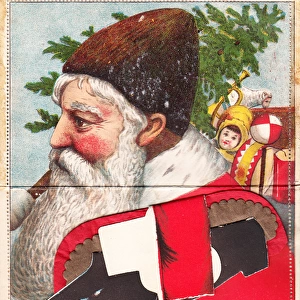 Santa Claus on a three-dimensional Christmas card