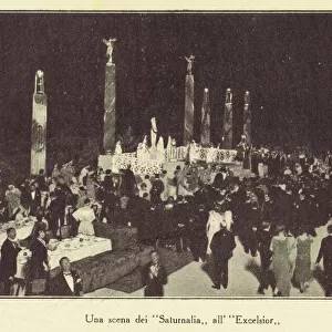 Saturnalia festival or party on the terrace of the Excelsior