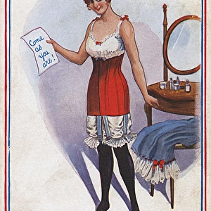 Saucy postcard - Lady in Underclothes