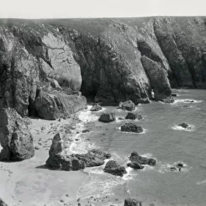 Secluded beach on the rocky Pembrokeshire coastline