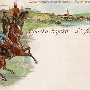 The Serbian Army and a View of Belgrade - Souvenir Postcard
