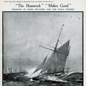 Shamrock IV at sea in rough weather, WW1