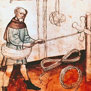 Shepherd spinning wool