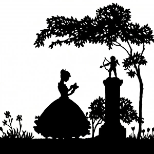 Silhouette of a lady reading a love letter