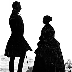 Silhouette portrait of Queen Victoria & Lord Melbourne