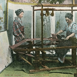 Silk weaving on a loom - Japan