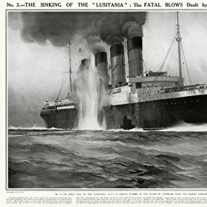 The sinking of the Lusitania on the fateful voyage 1915
