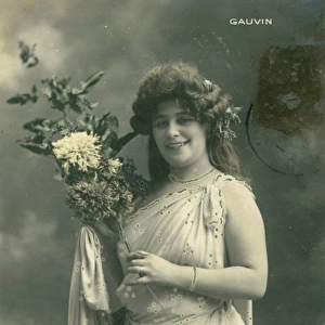 Smiling woman holding a bouquet