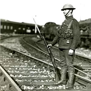 Soldier guarding GWR railway line at Slough