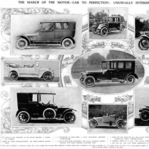 Spread of car exhibits from Olympia Motor exhibition 1913