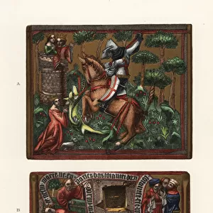St. George on horseback slaying the dragon, 14th century