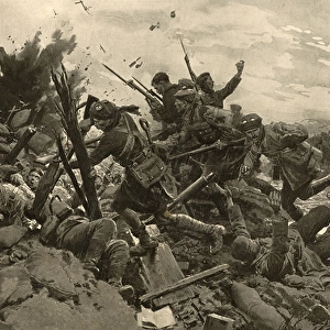 The storming of the trenches round Loos by Fortunino Matania