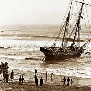 Stranded sailing ship, Aberdeen, Victorian period