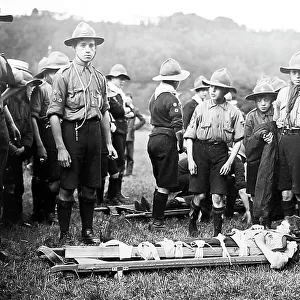 Stretcher party, Boy Scouts, early 1900s