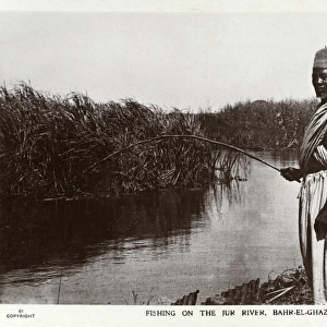 Sudan - Fishing on the Jur River, Bahr El Ghazal