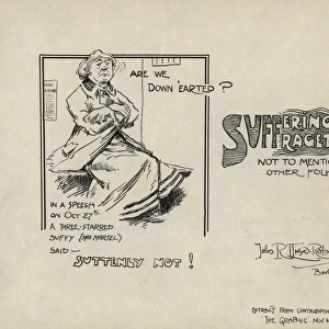 Suffragette Mrs. Martel in Prison Cartoon