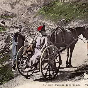 Tourist transportation through the Gemmi pass, Switzerland
