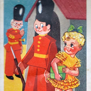 Toy soldiers and cute girl on an audible greetings card