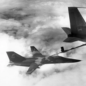 A USAF General Dynamics F-111E 68-027 refuels