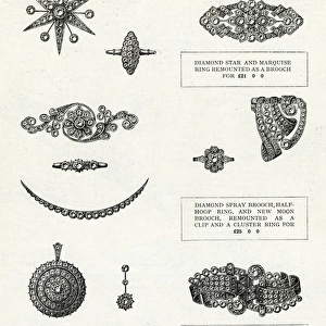 Victorian jewellery remounted as diamond brooches 1937