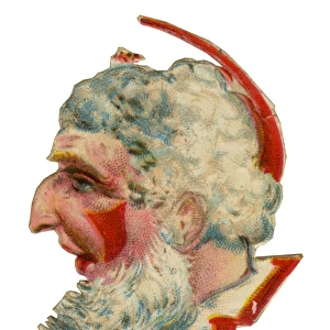 Victorian Scrap, clown with white beard