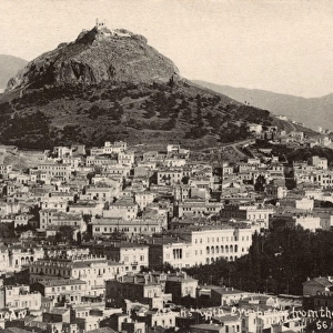 View of Mount Lycabettus, Athens, Greece from the Acropolis