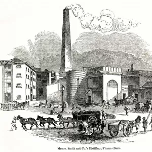 View outside a distillery, Thames Bank, south-west London