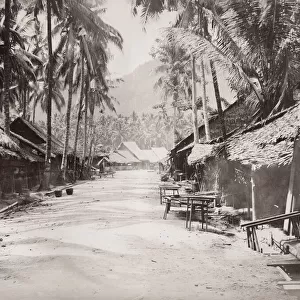 Vintage 19th century photograph: street scene, Ceylon, Sri Lanka