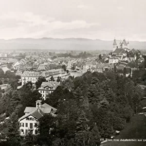 Vintage 19th century photograph - view of the town of Thun in Switzerland