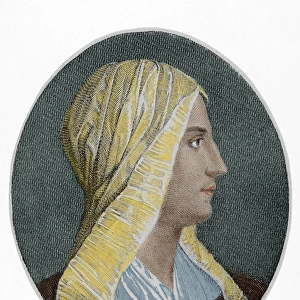 Vittoria Colonna (1490-1547). Engraving. Colored
