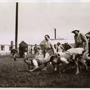 Wheelbarrow Race at a British Holiday Camp
