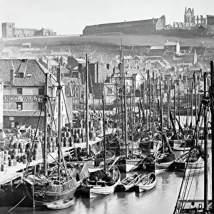 Whitby harbour and Abbey, Victorian period
