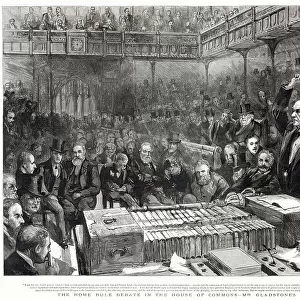 William Ewart Gladstone (1809 - 1898), English Liberal statesman, addressing the House of Commons during a debate on Irish Home Rule. Gladstone twice tried to introduce a Home Rule Bill for Ireland