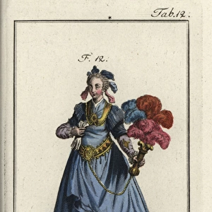 Woman of Naples with a feather fan attached