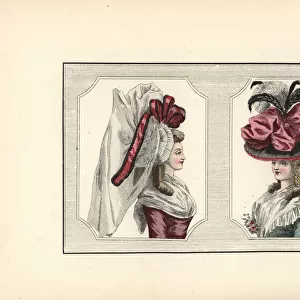 Women in large baigneuse cap and chapeau, 1788