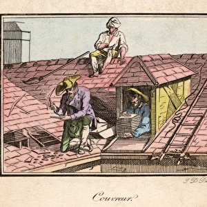 Workers Repair a Roof