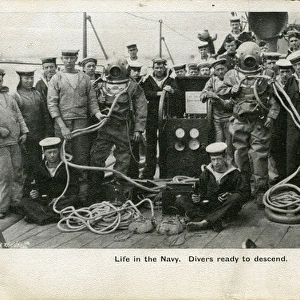 World War One Diving from Navy Boat, Britain