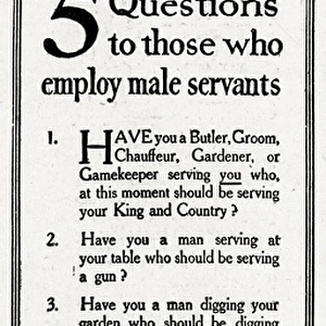 WW1 recruitment: employers encourage servants to enlist, 1915