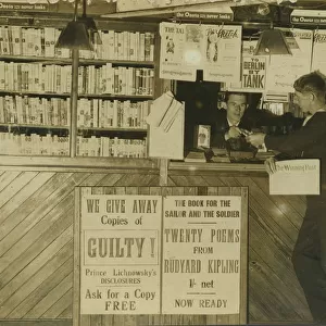 WW1 Warship - Bookshop & Tobacconist. Date: 1910s