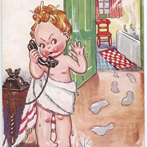 WW2 era - Comic Postcard - Long Distance Call