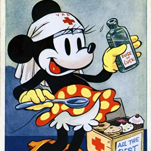 WW2 VAD Mini Mouse Walt Disney Cartoon Card