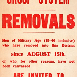 WWI Poster, Group System, Removals