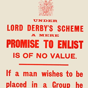 WWI Poster, Lord Derbys Scheme