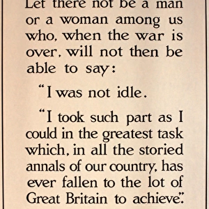 WWI Poster, Prime Ministers speech