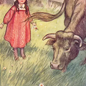 Young girl & a cow