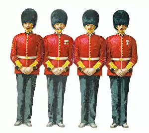 Four guardsmen on a cutout Christmas and New Year card
