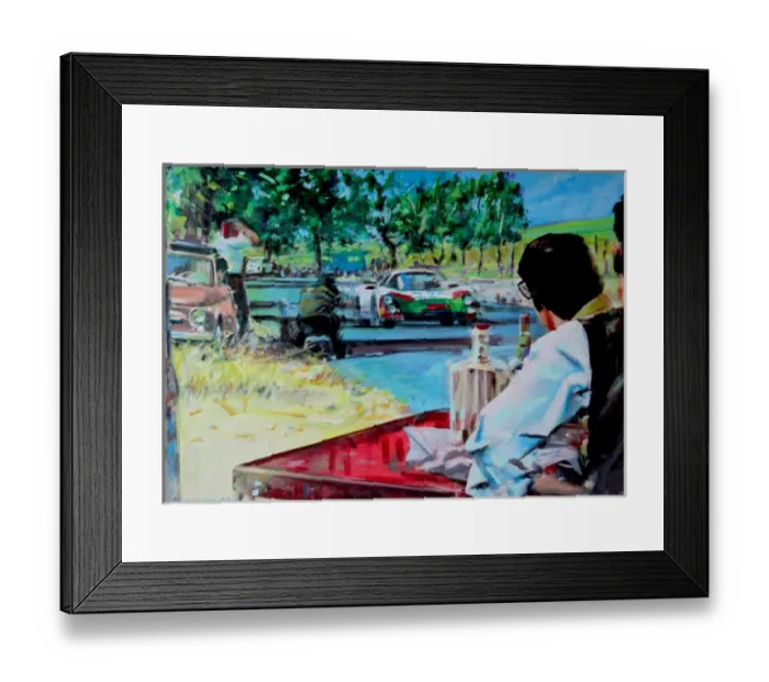 Framed Print : Targa Trackside Refreshments - Painting by Andrew McGeachy Framed Print : Targa Trackside Refreshments - Painting by Andrew McGeachy