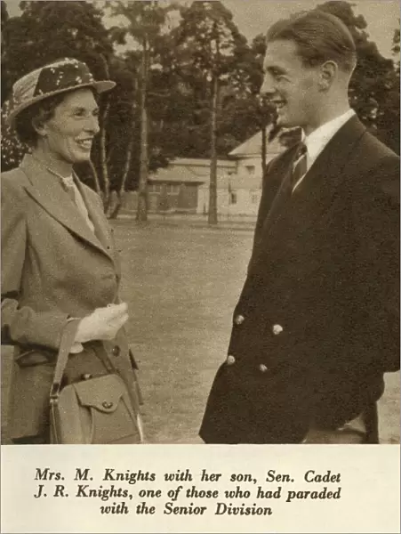 Mrs M. Knights with her son, Sen. Cadet J. R. Knights