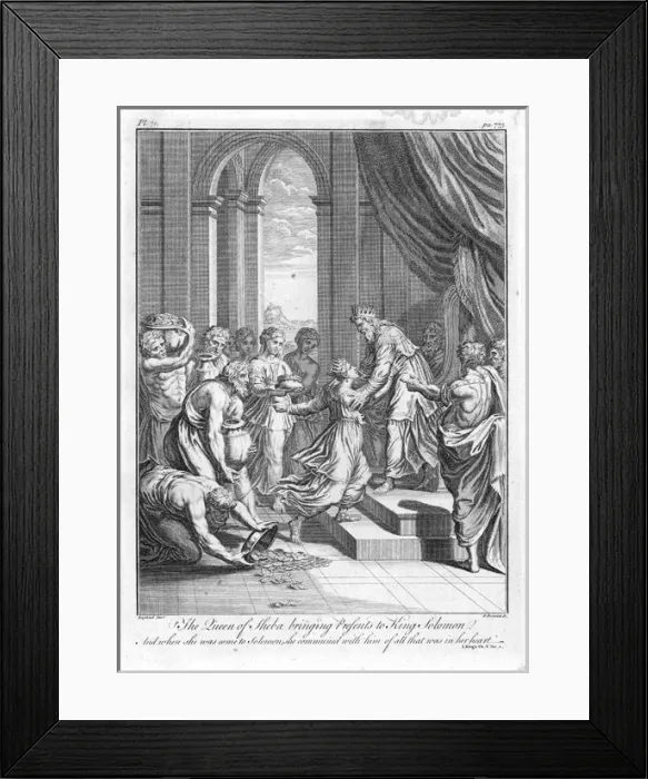 Framed Print : Queen of Sheba offers presents to Solomon Framed Print : Queen of Sheba offers presents to Solomon